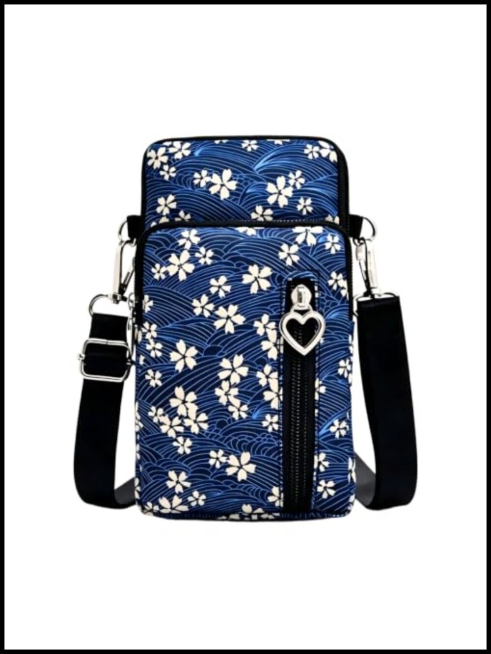 Mini Crossbody Phone Bag Nylon Water-Resistant 3-Zipper Purse Women